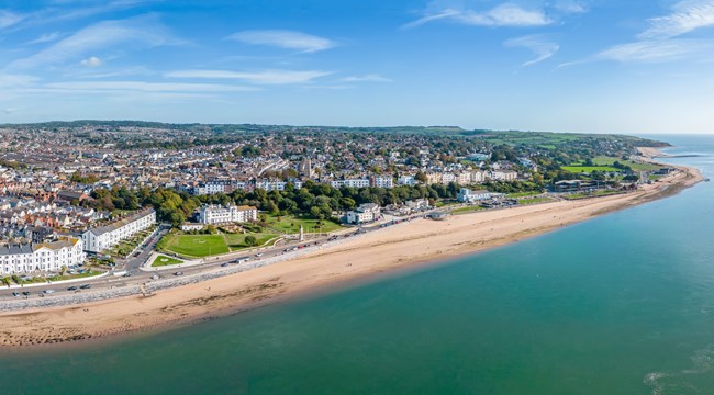 Aerial view of Exmouth seafront