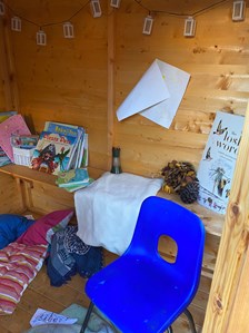 Inside the sensory shed / reading space.
