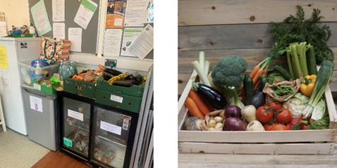 Fruit and veg boxes at Pippins Community Fridge and Larder.