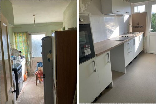 Before and after works were done to the kitchen at the Seaton home.